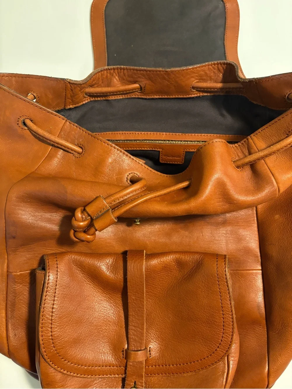 Madewell Leather Drawstring Backpack - Tan Leather Shoulder Bag